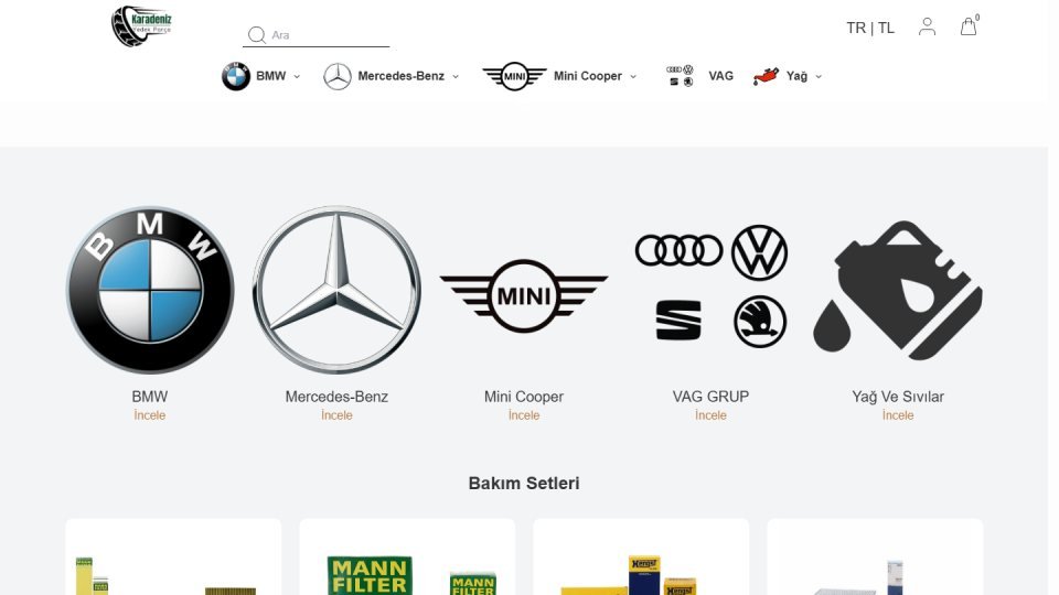 Karadeniz Yedek Parça: a catalogue built around car brands